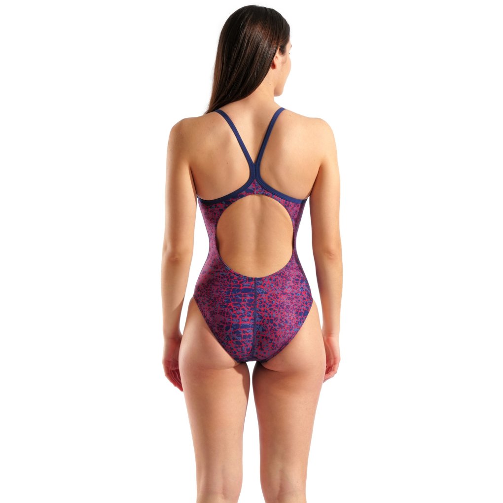arena Performance Snakeskin Lightdrop Back Swimsuit Women - Navy/Team Redwhiteblue