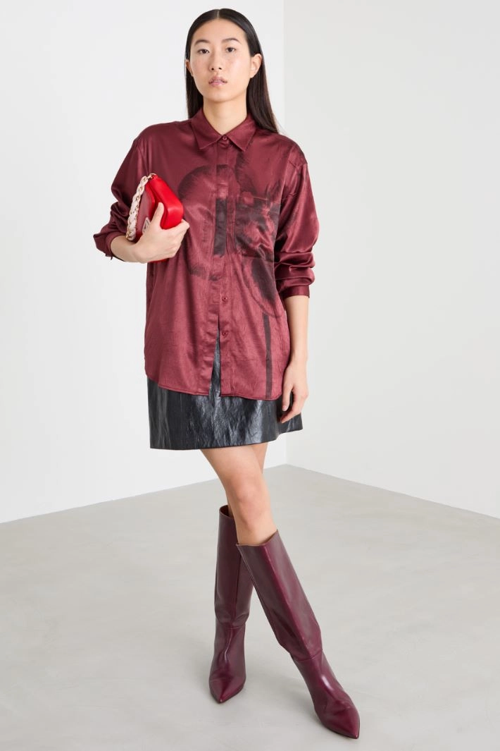 A-line coated jersey skirt - BLACK