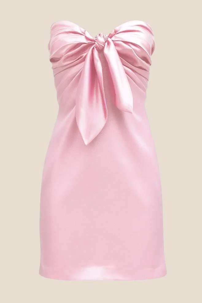 Strapless Red Tie Front Short Dress