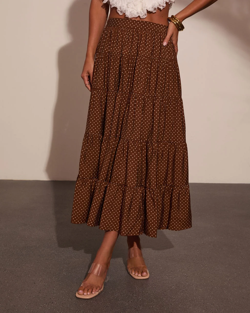 Timeless Allure Polka Dot Midi Skirt