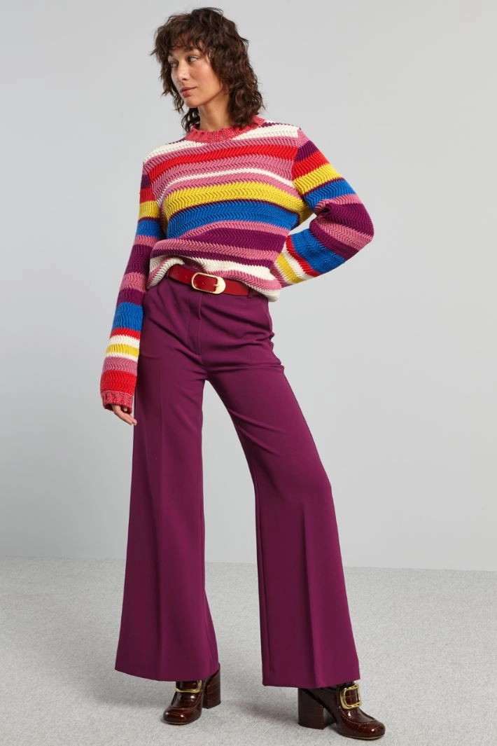 Crater neck sweater - MAUVE RED LIGHT BLUE