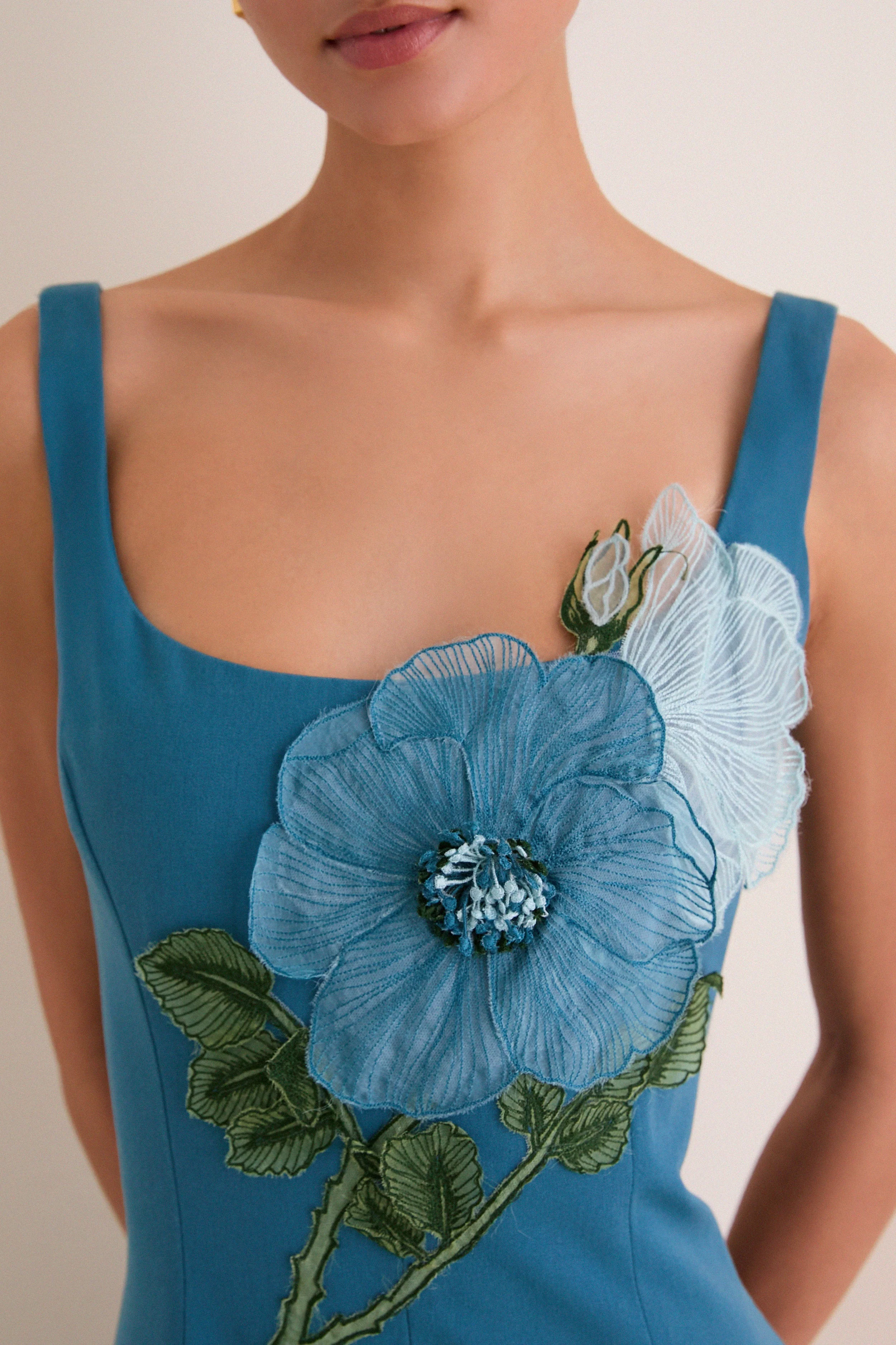 Mallard Peony Embroidered Full Dress
