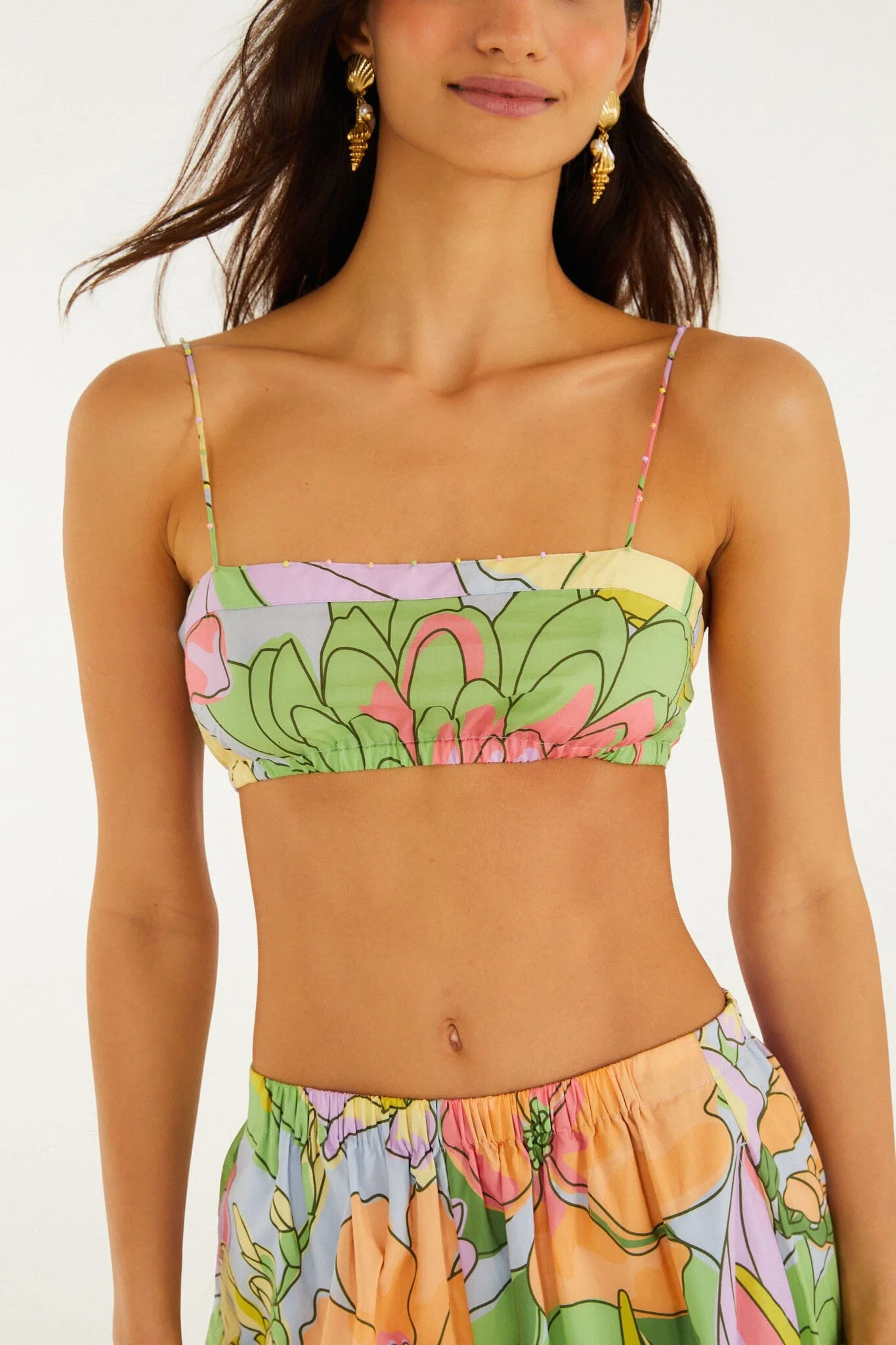 Multicolor Spring Affair Beaded  Crop Top