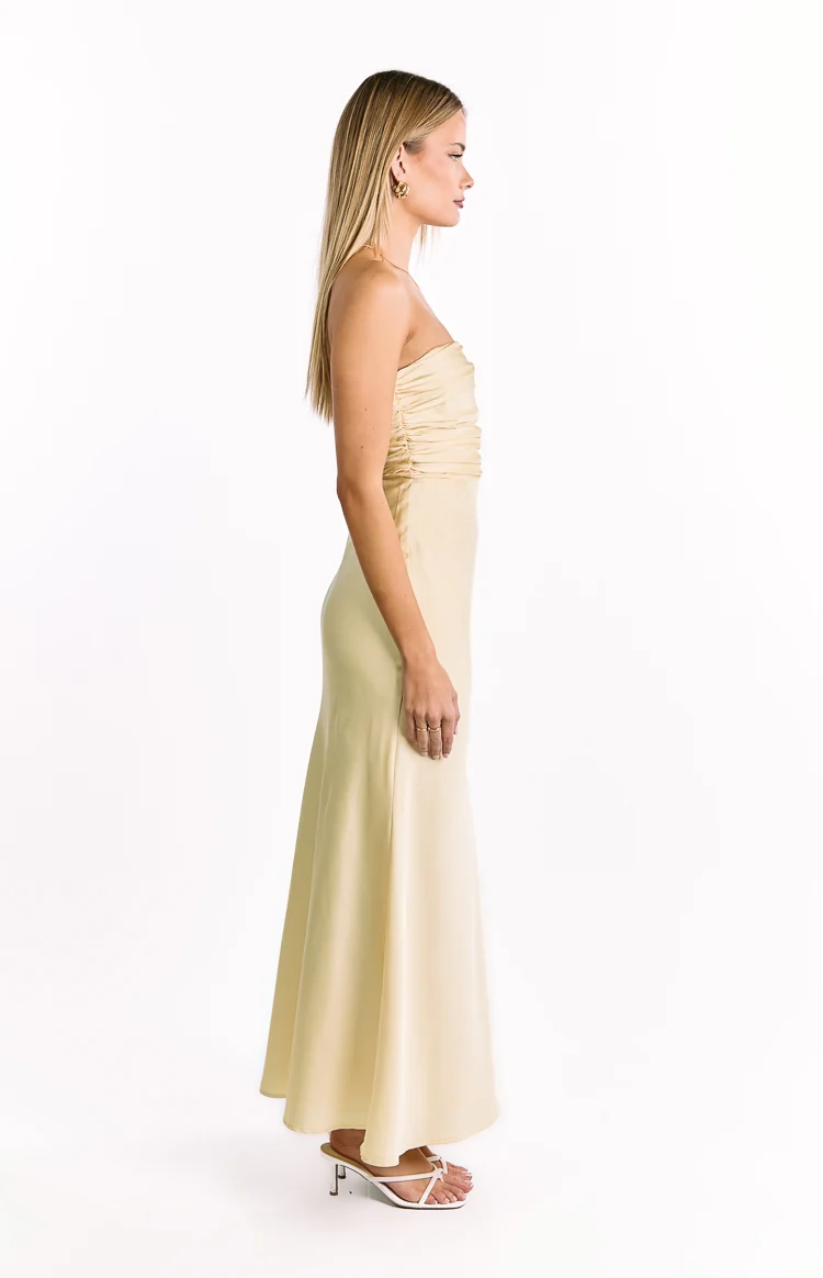Alexia Yellow Strapless Maxi Dress