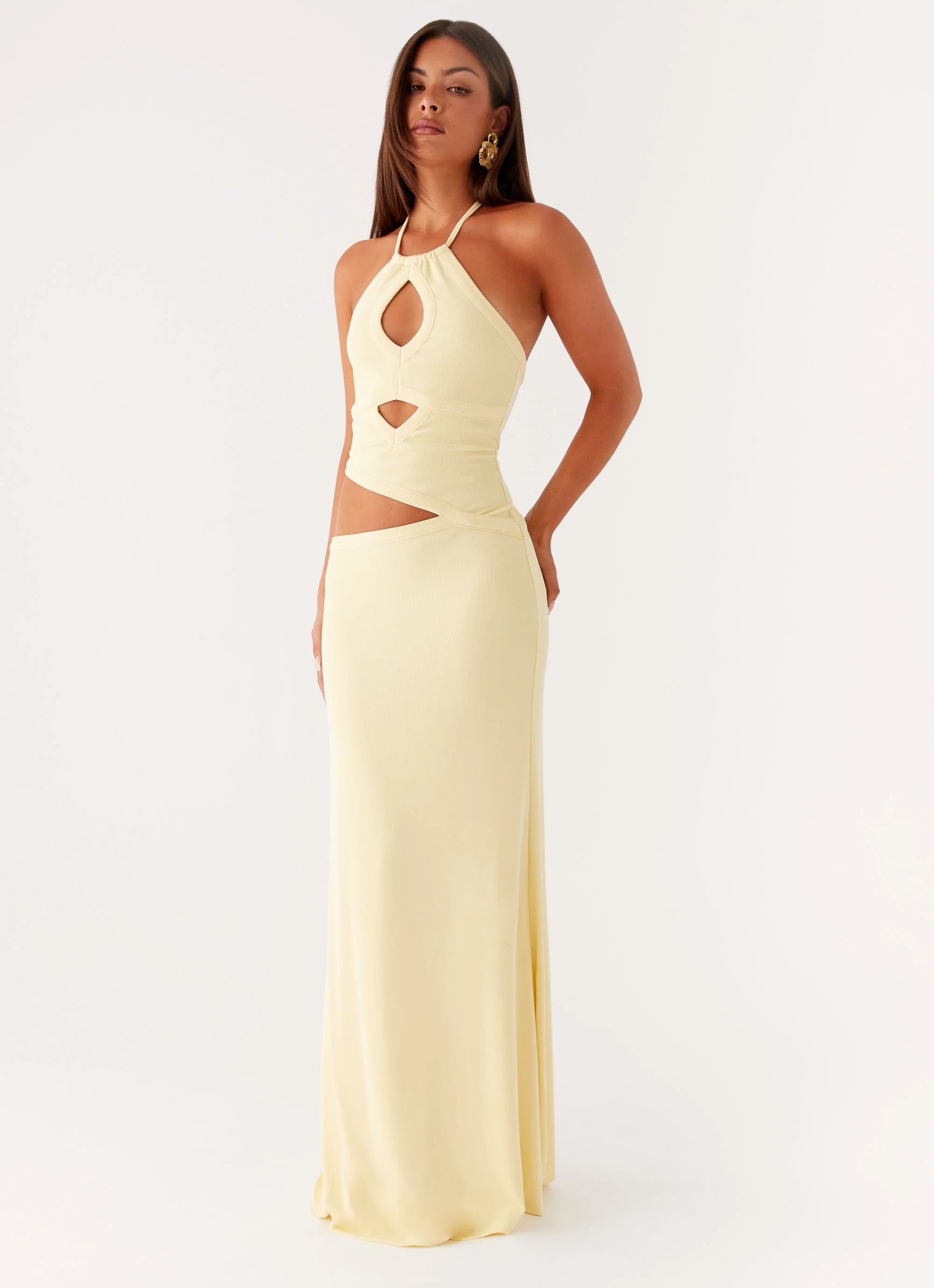 Lanah Cut Out Maxi Dress - Yellow