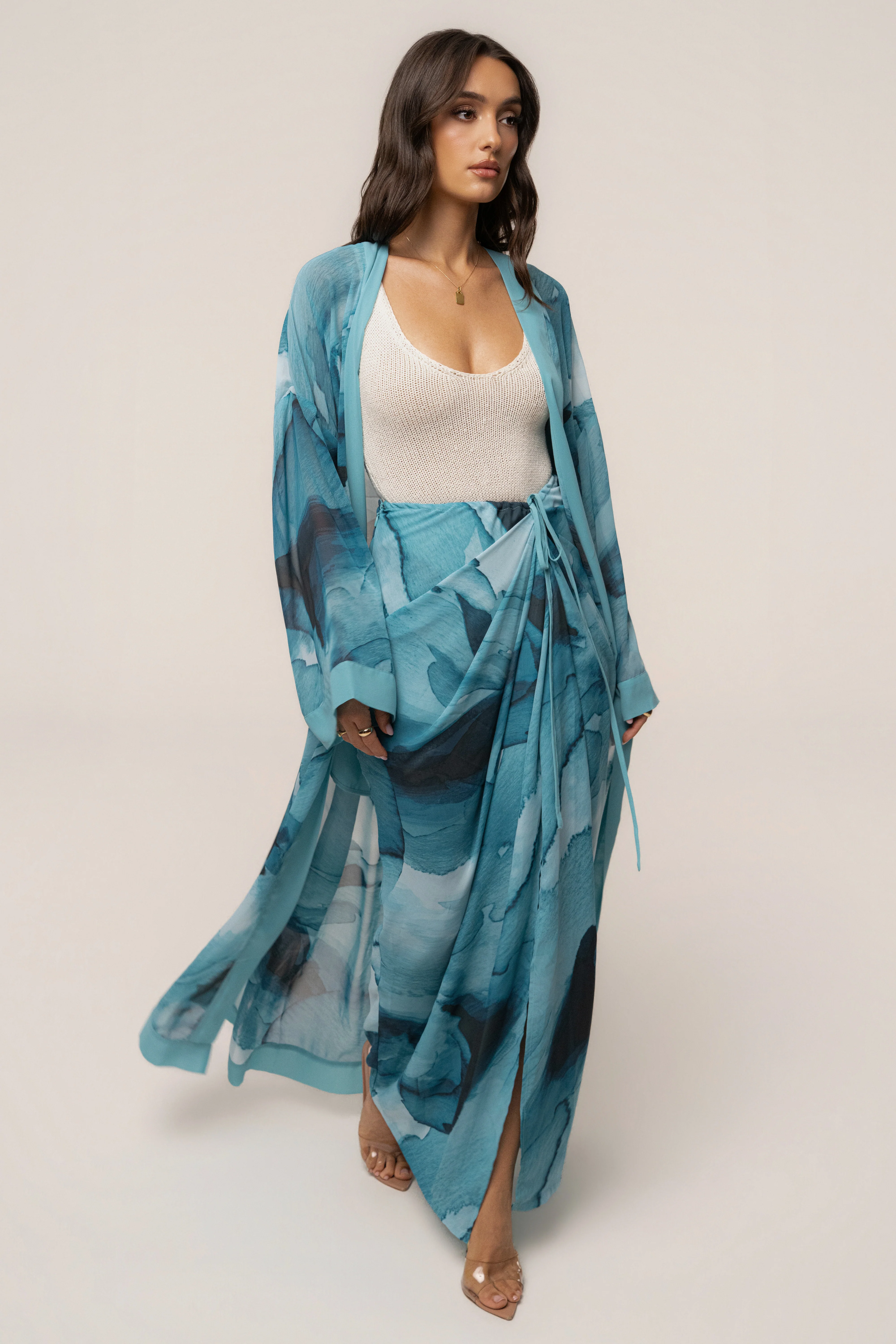 Blue Abstract Noelia Printed Skirt