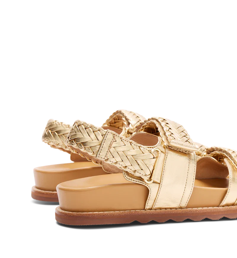 Cygent Gold Leather Chunky Sandals
