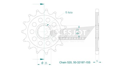 Esjot 15 tooth gearbox output pinionRef: ESJO00053A / 12122411