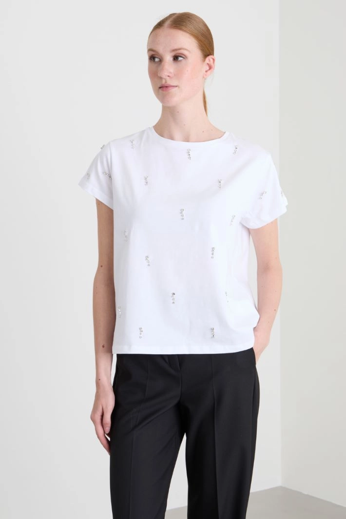 T-shirt with crystals - WHITE