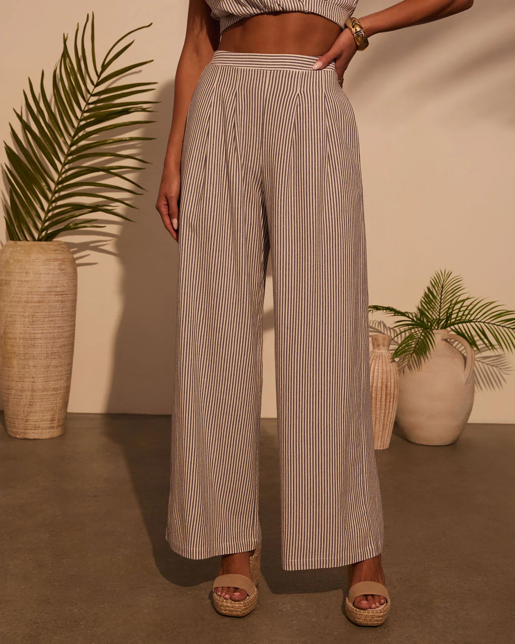 Weekend Trip Pinstripe Wide Leg Pants