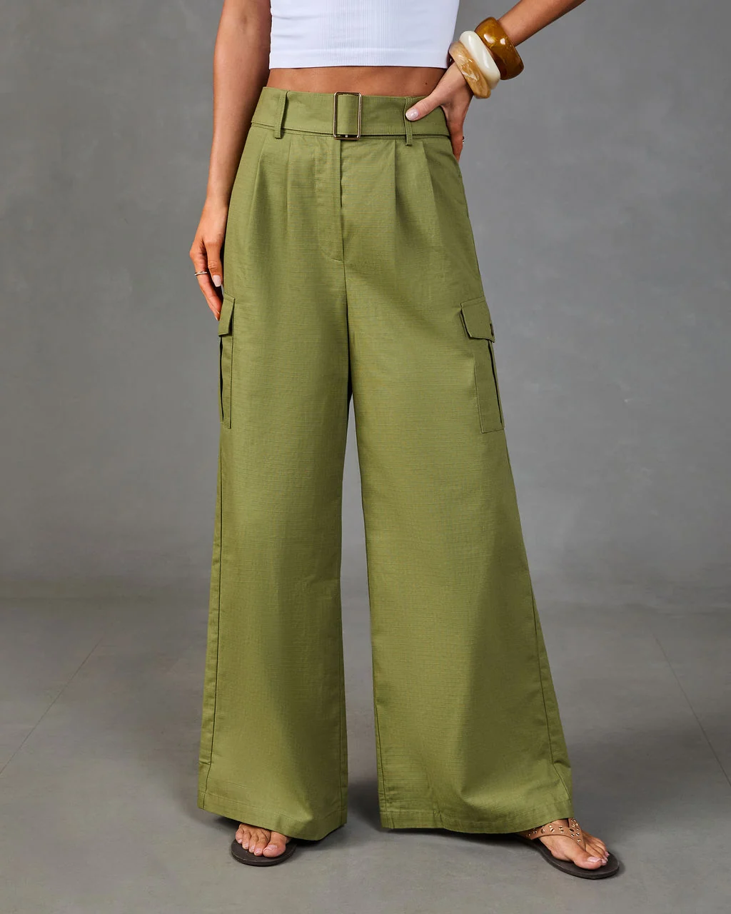 Free Roamer Belted Wide Leg Cargo Pants