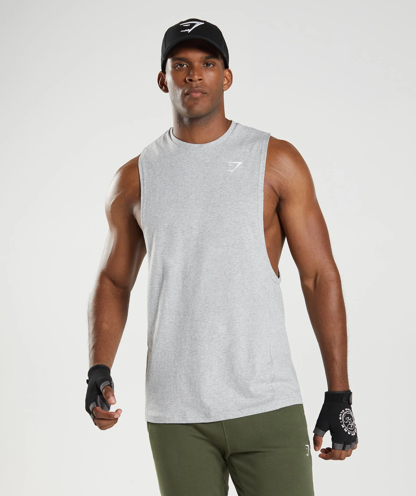 React Drop Arm Tank Light Grey Core Marl