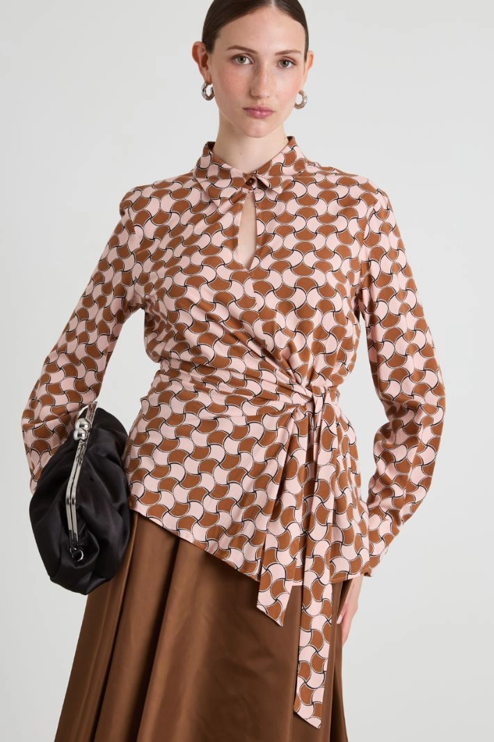 Knot-detail patterned blouse - TOBACO PINK