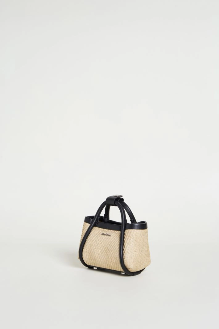 Raffia-effect mini bag - BEIGE BLACK