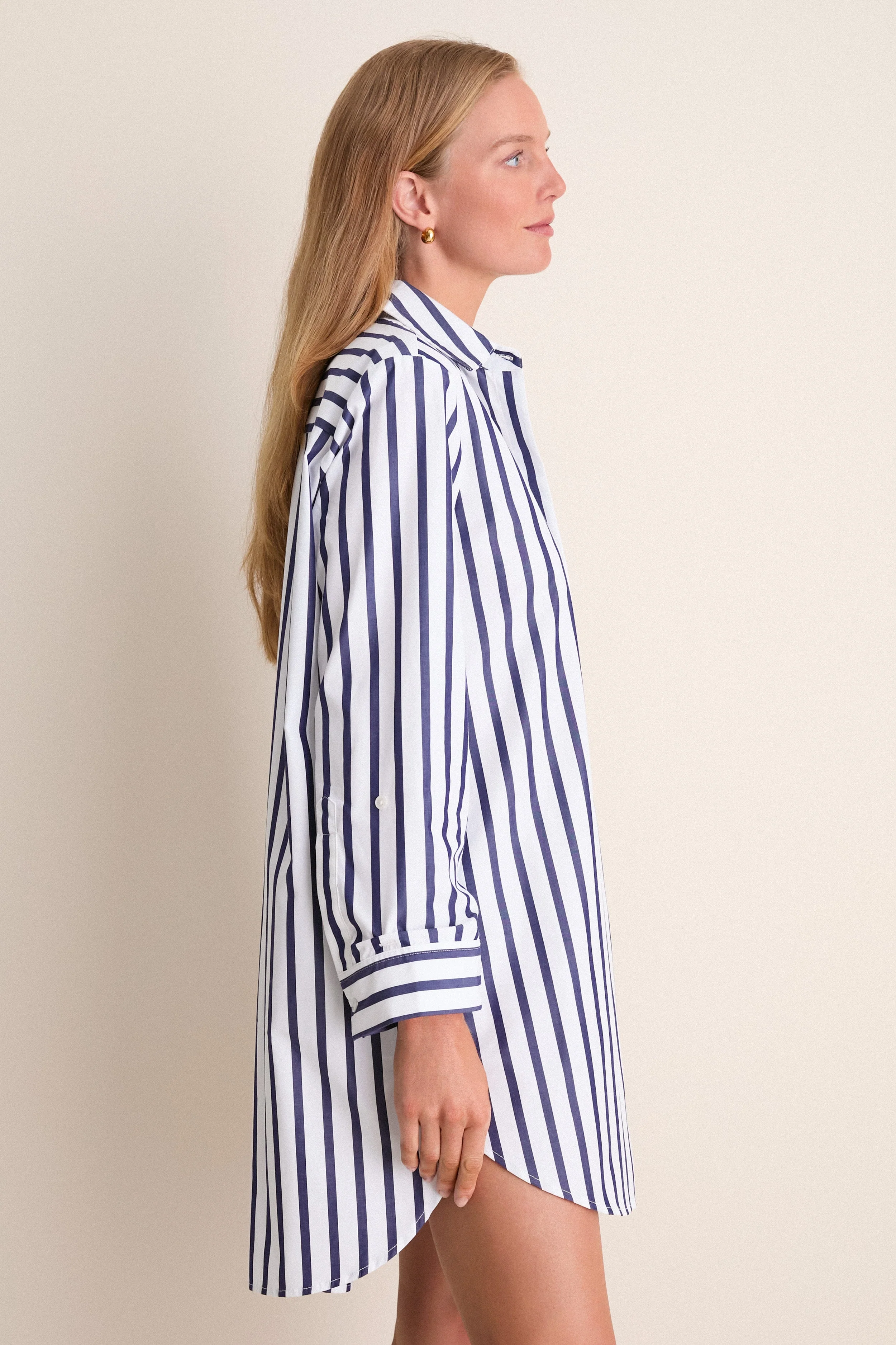 Blue and White Stripe Carlotta Mini Dress