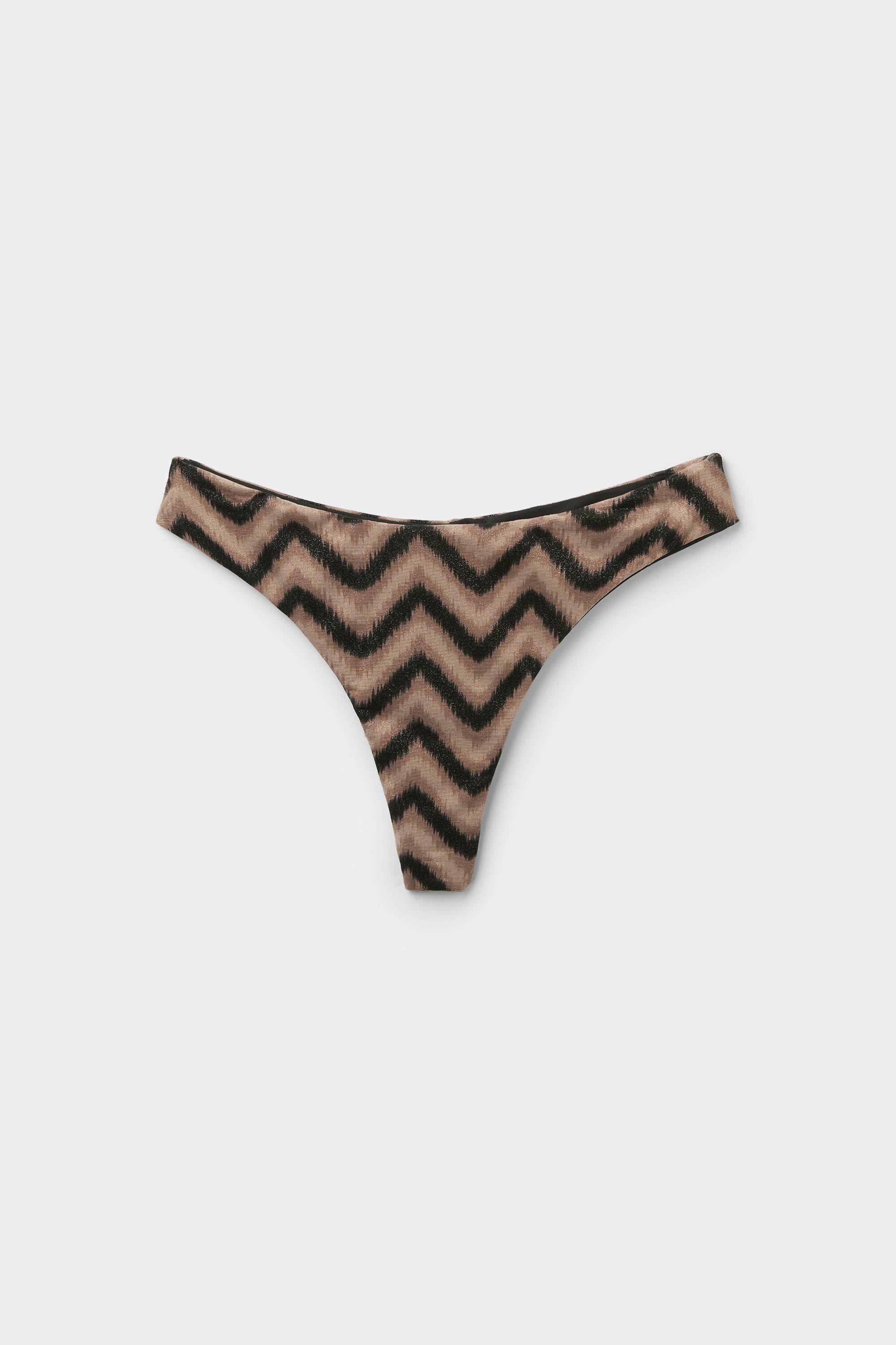 Chevron Shine Rounded High-Cut Brazilian Bikini Bottoms