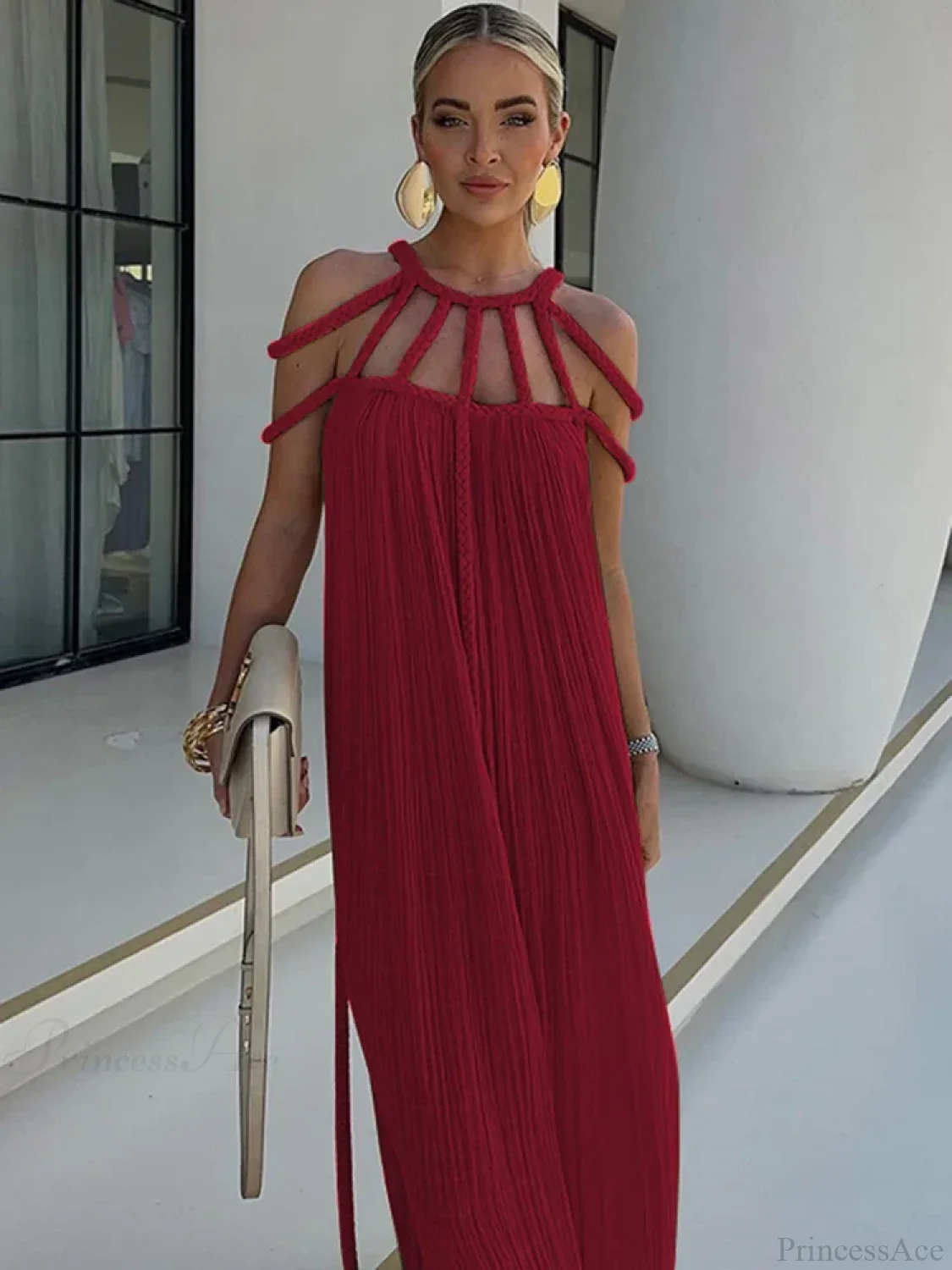 Hollow Out Sleeveless Beach Cover Up