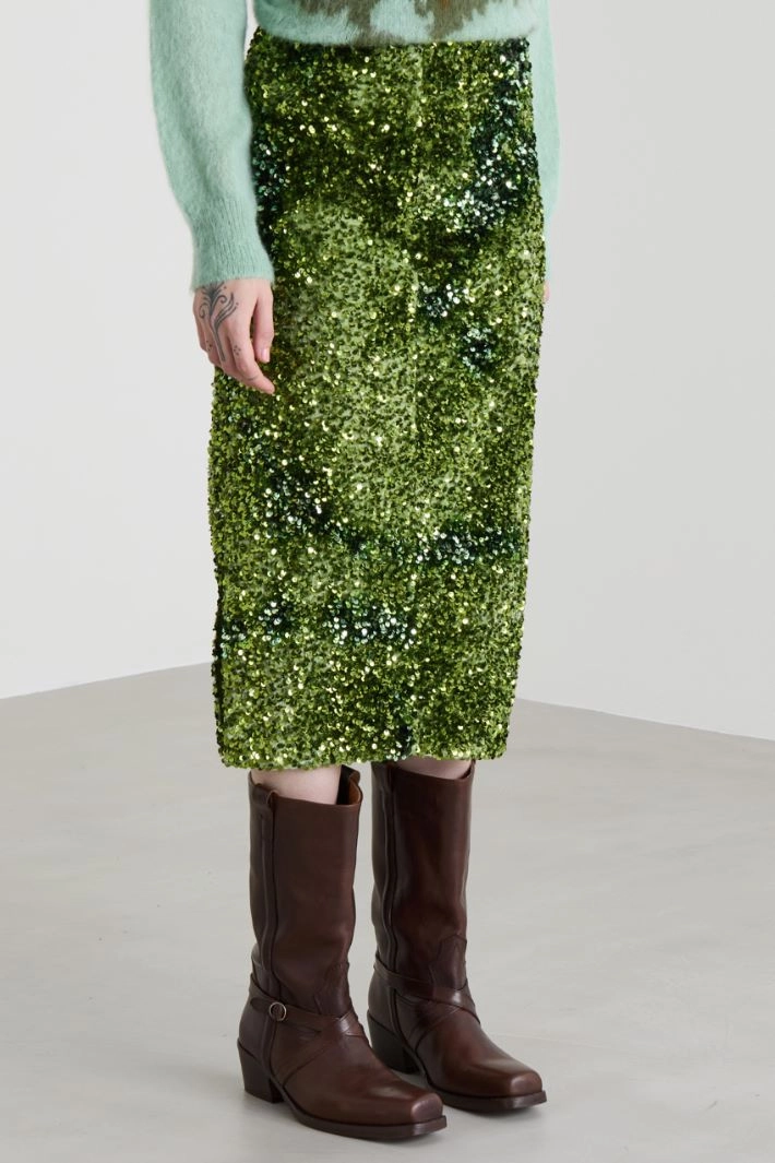 Chenille and sequin skirt - PISTACHIO GREEN