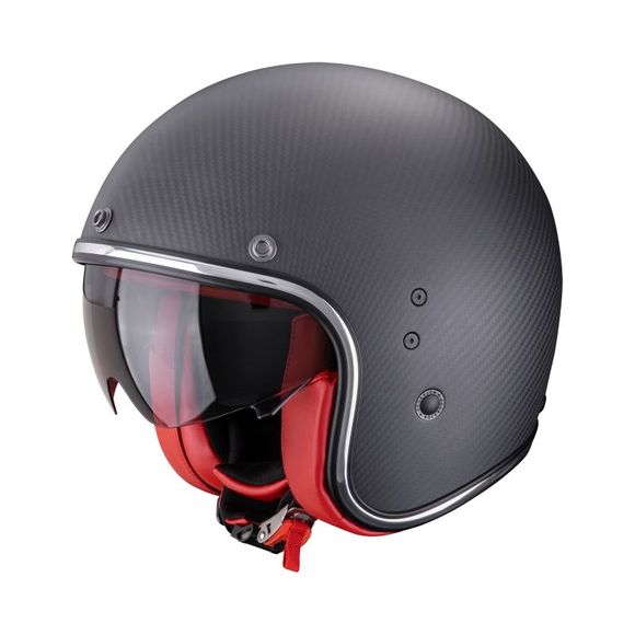 Scorpion Exo BELFAST CARBON EVO jet helmet - SOLID - Black / RedRef: SC0884