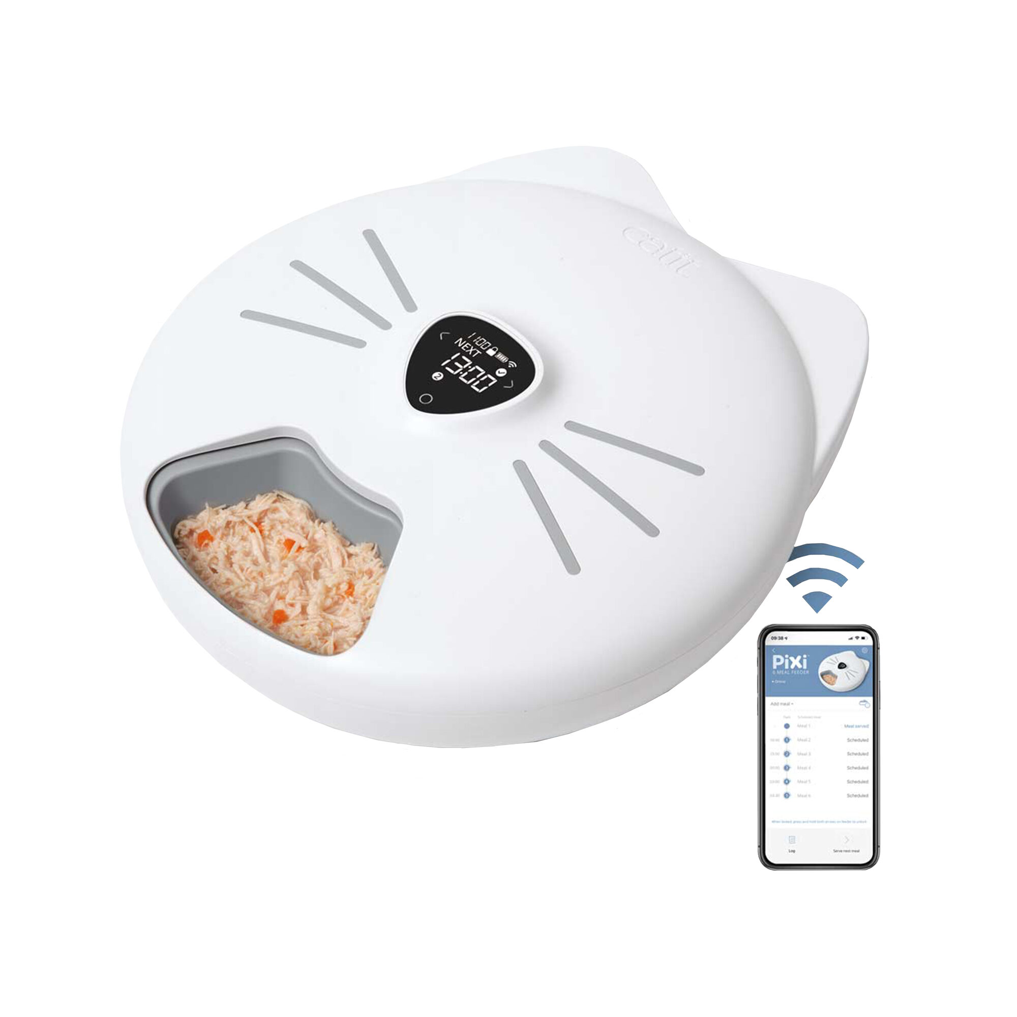 Catit PIXI Smart 6-meal Feeder - 6 x 170 ml - 37 x 34.5 x 9.5 cm - White
