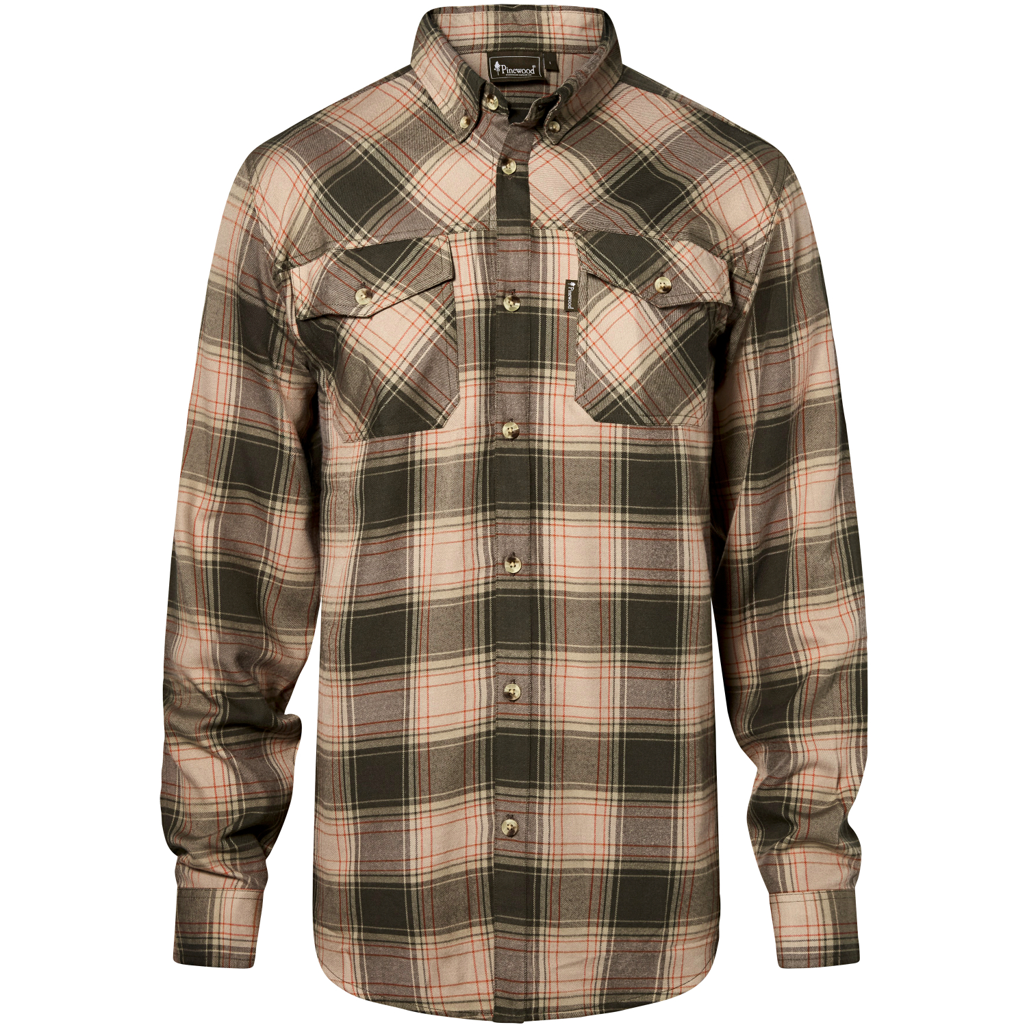Pinewood Finnveden Forest Flannel Shirt Men (Olive\/D.Green)
