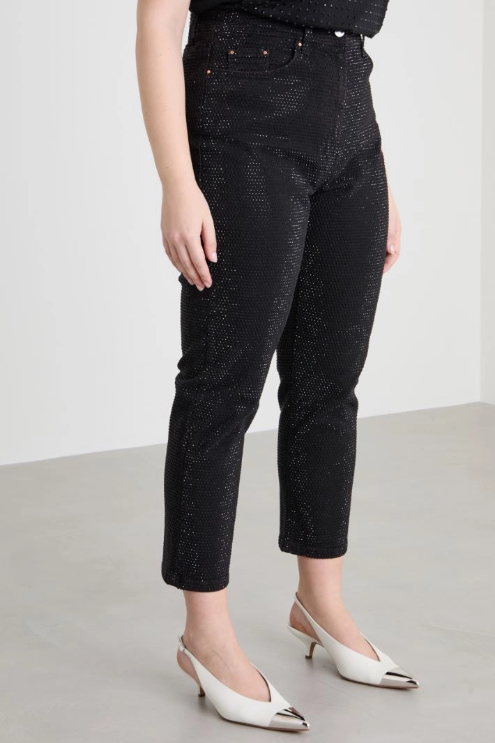 Jeans with rhinestones - BLACK