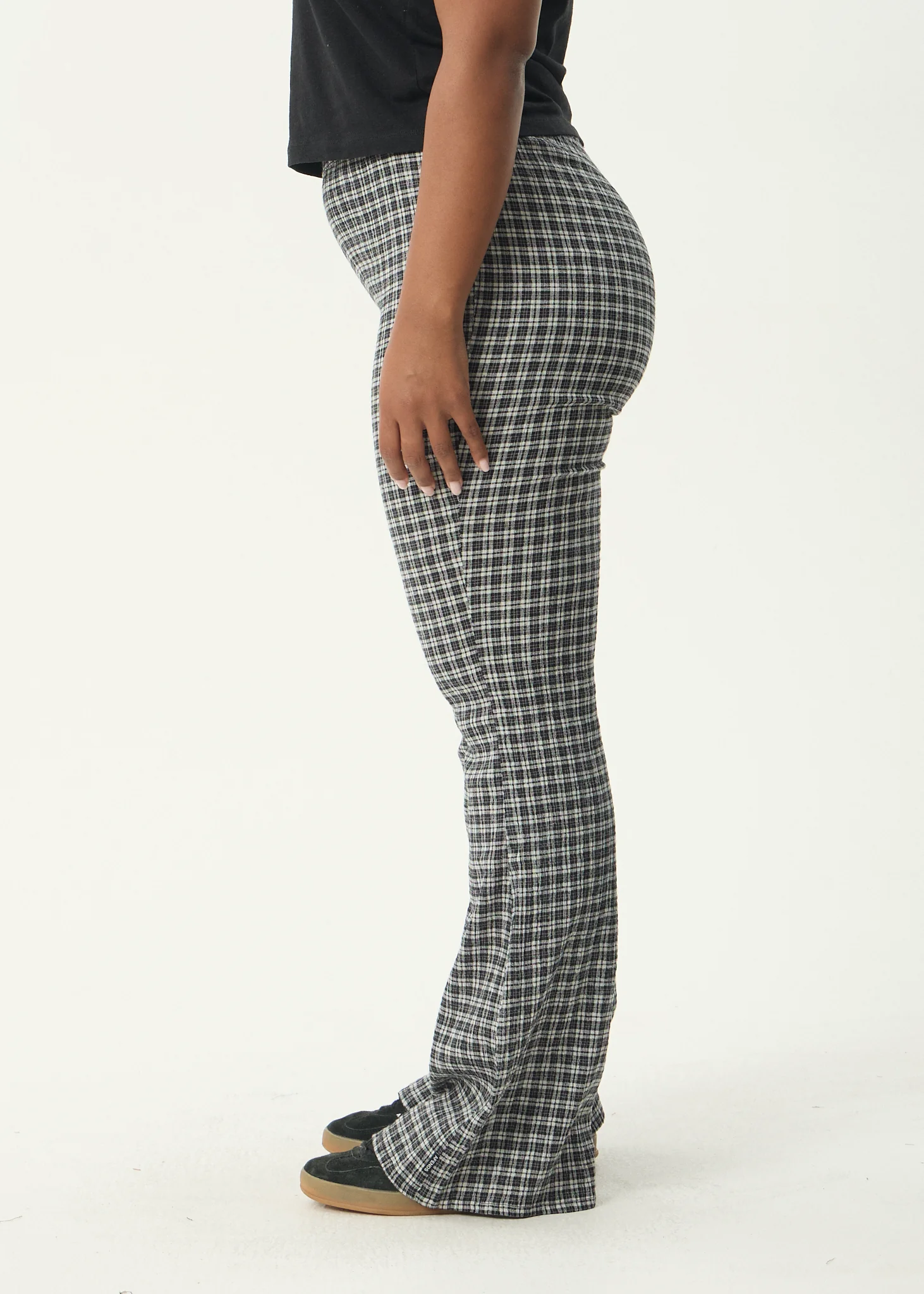 AFENDS Womens Asta - Seersucker Flare Pant - Steel Check