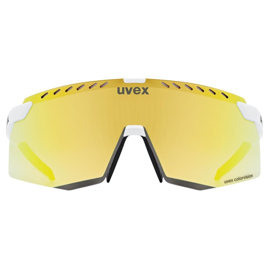 Uvex pace stage CV Cycling Glasses - white matt/mirror yellow colorvision