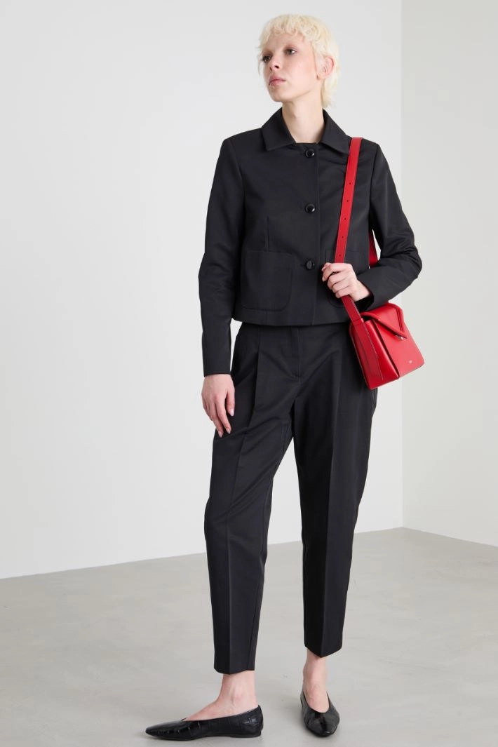 Boxy-fit faille jacket - BLACK