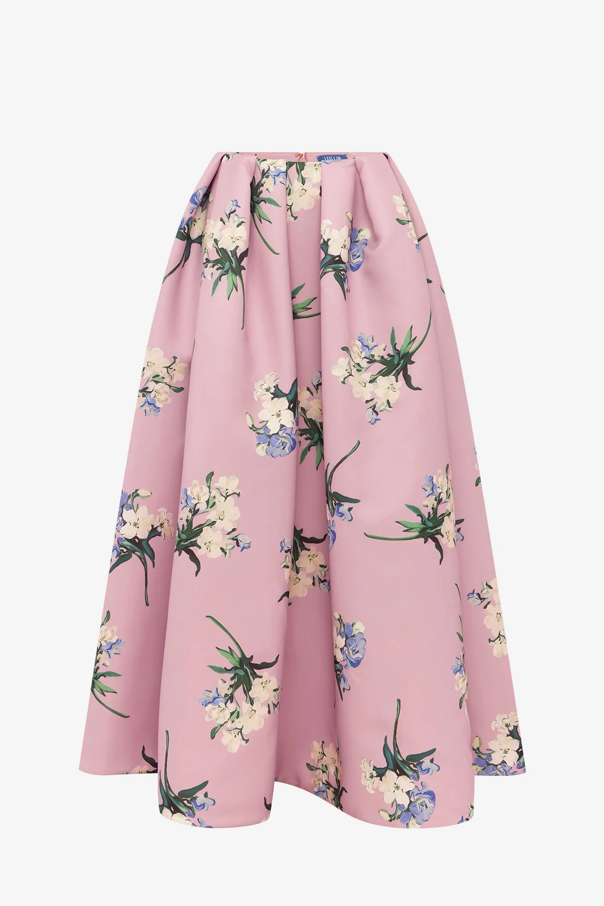 Victoria Puff Maxi Skirt - Bouquet Print in Pastel Pink