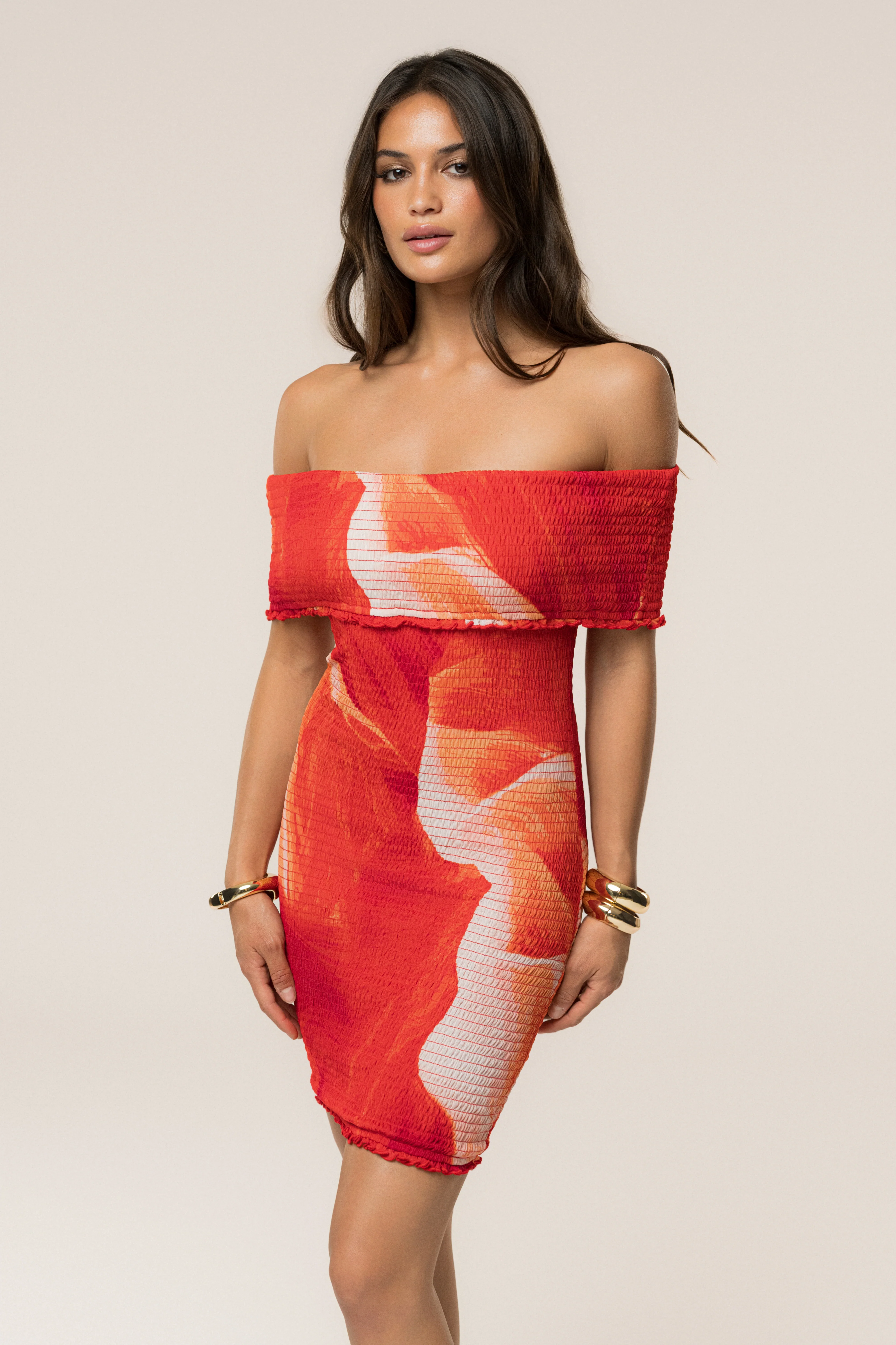 Sunset Red Garden Bliss Mini Dress