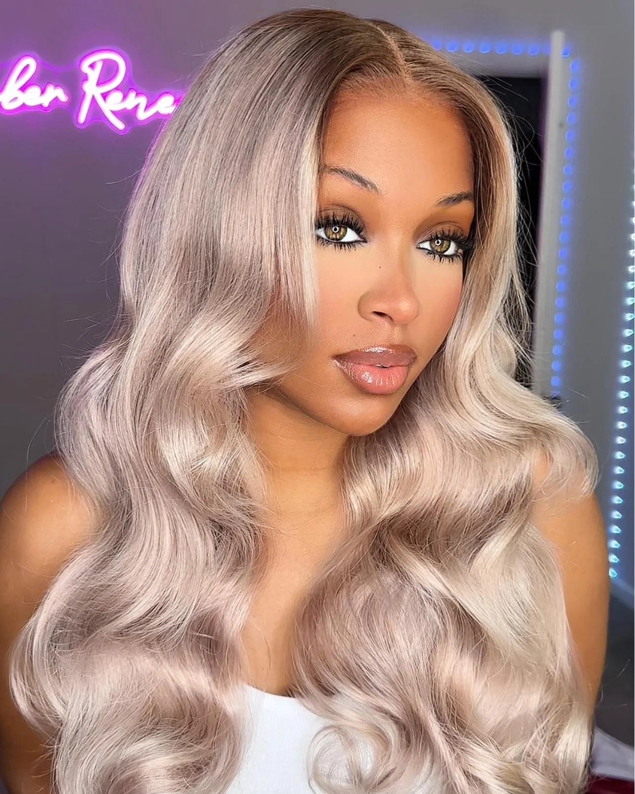 Ophirawig 13x6 Three-Go? Ash Blonde Ombre Glueless Wig Loose Body Wave With Drawstring 100% Human Hair Wig