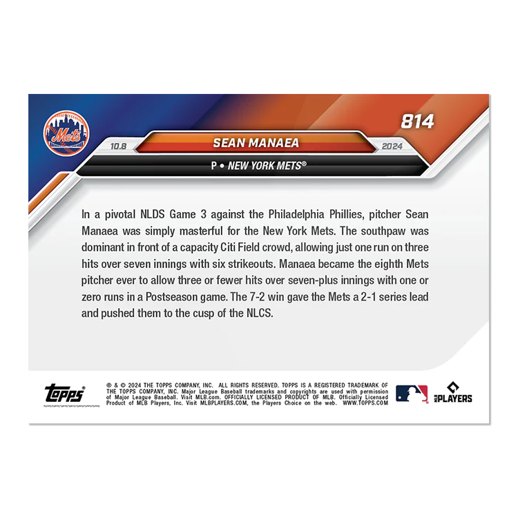 Sean Manaea - 2024 MLB Topps NOW® Card 814
