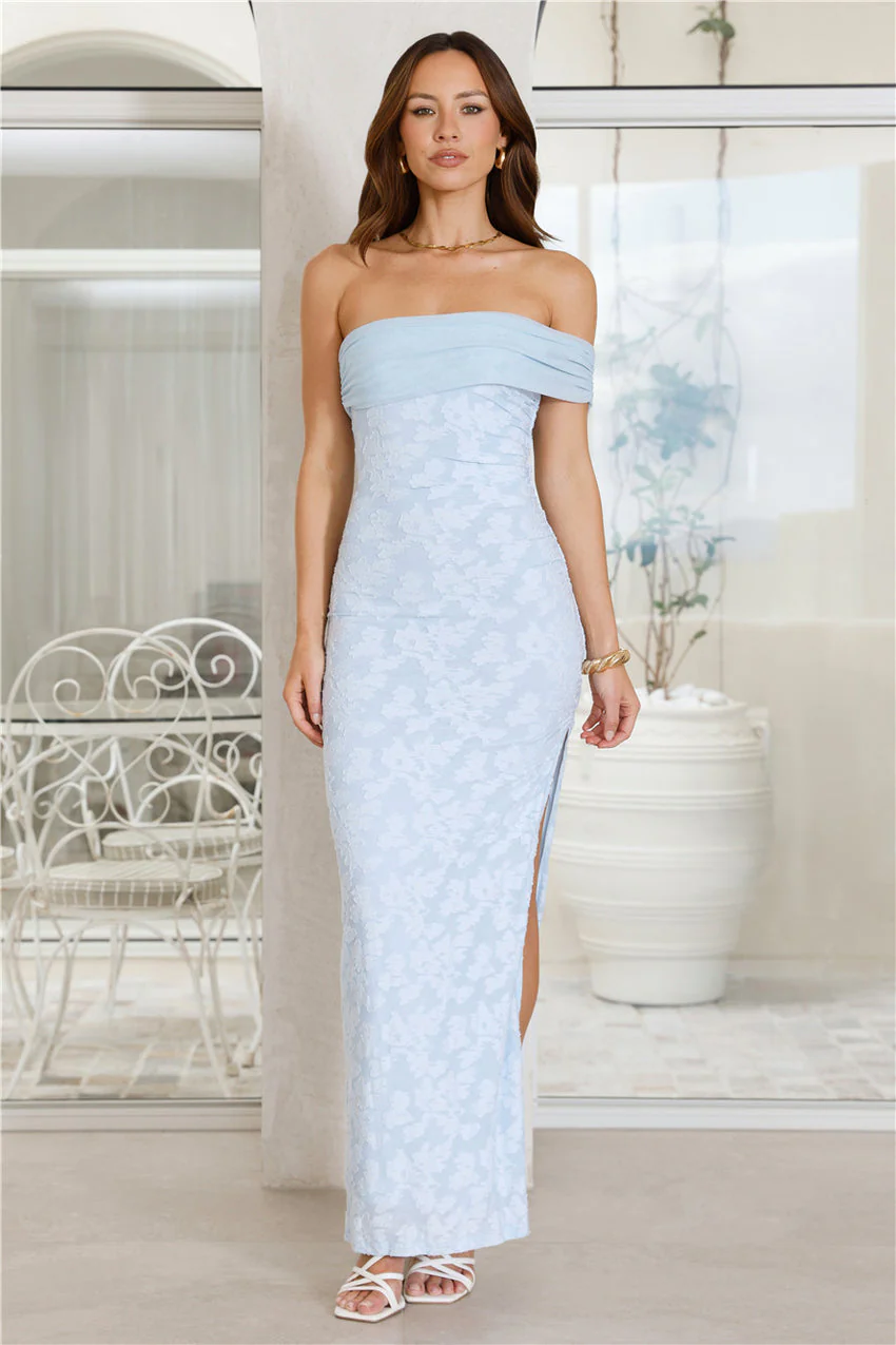 Disco Darlings One Shoulder Maxi Dress Blue