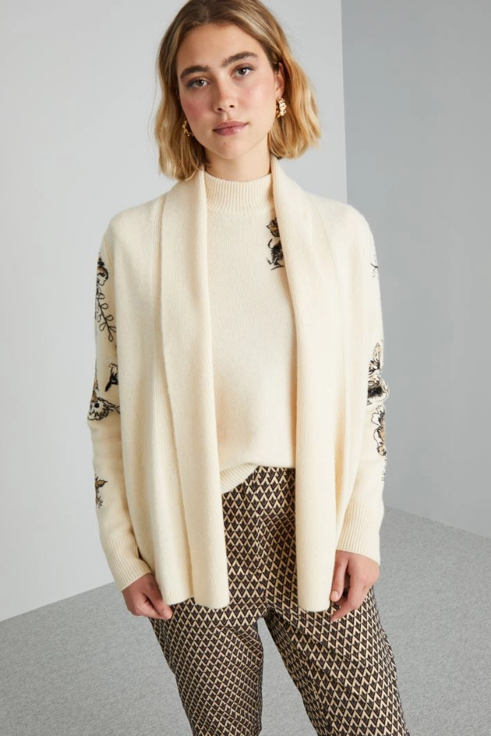 Cardigan with sequin embroidery - MILK BLACK GOLD