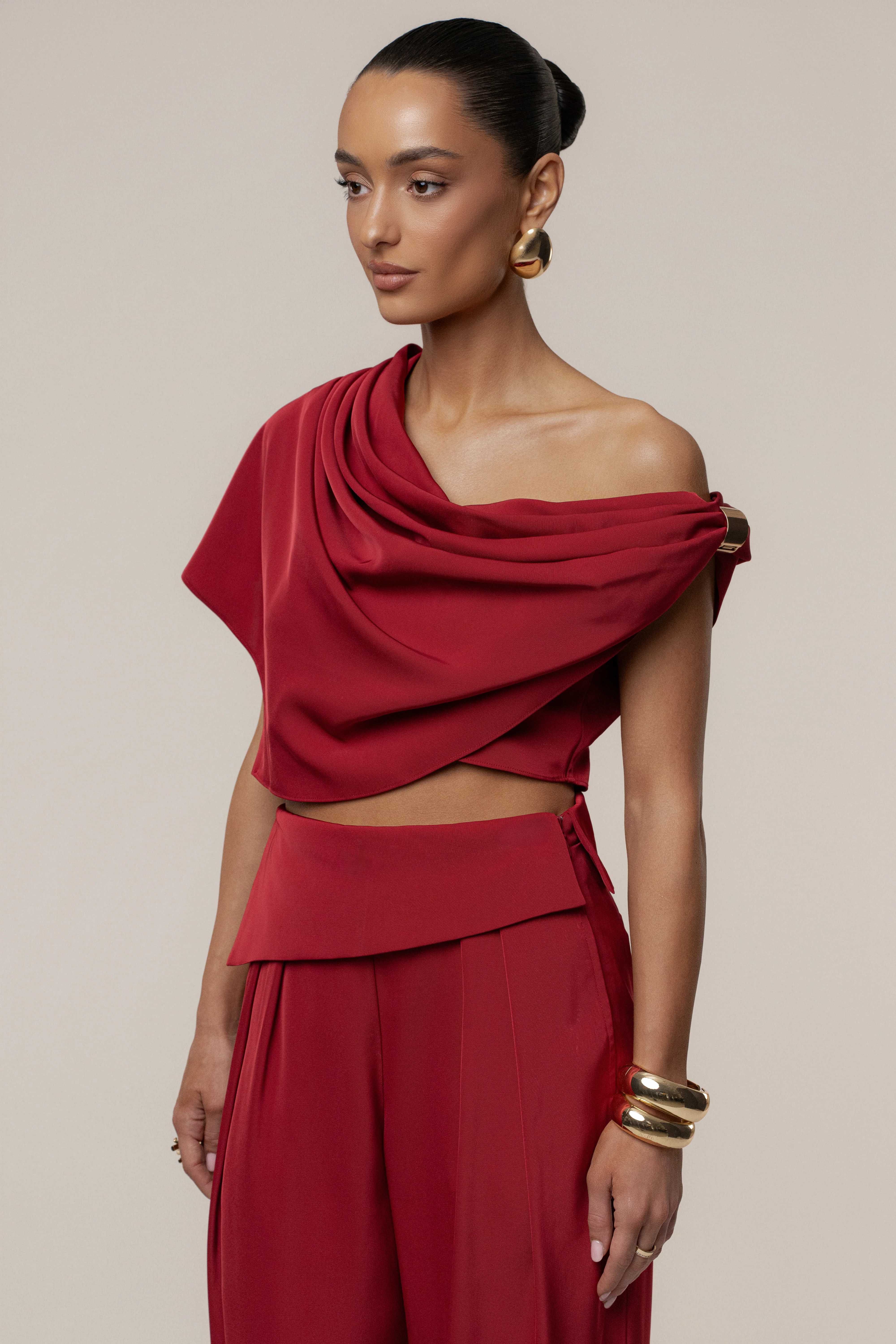 Red Gleam and Glow Satin Top