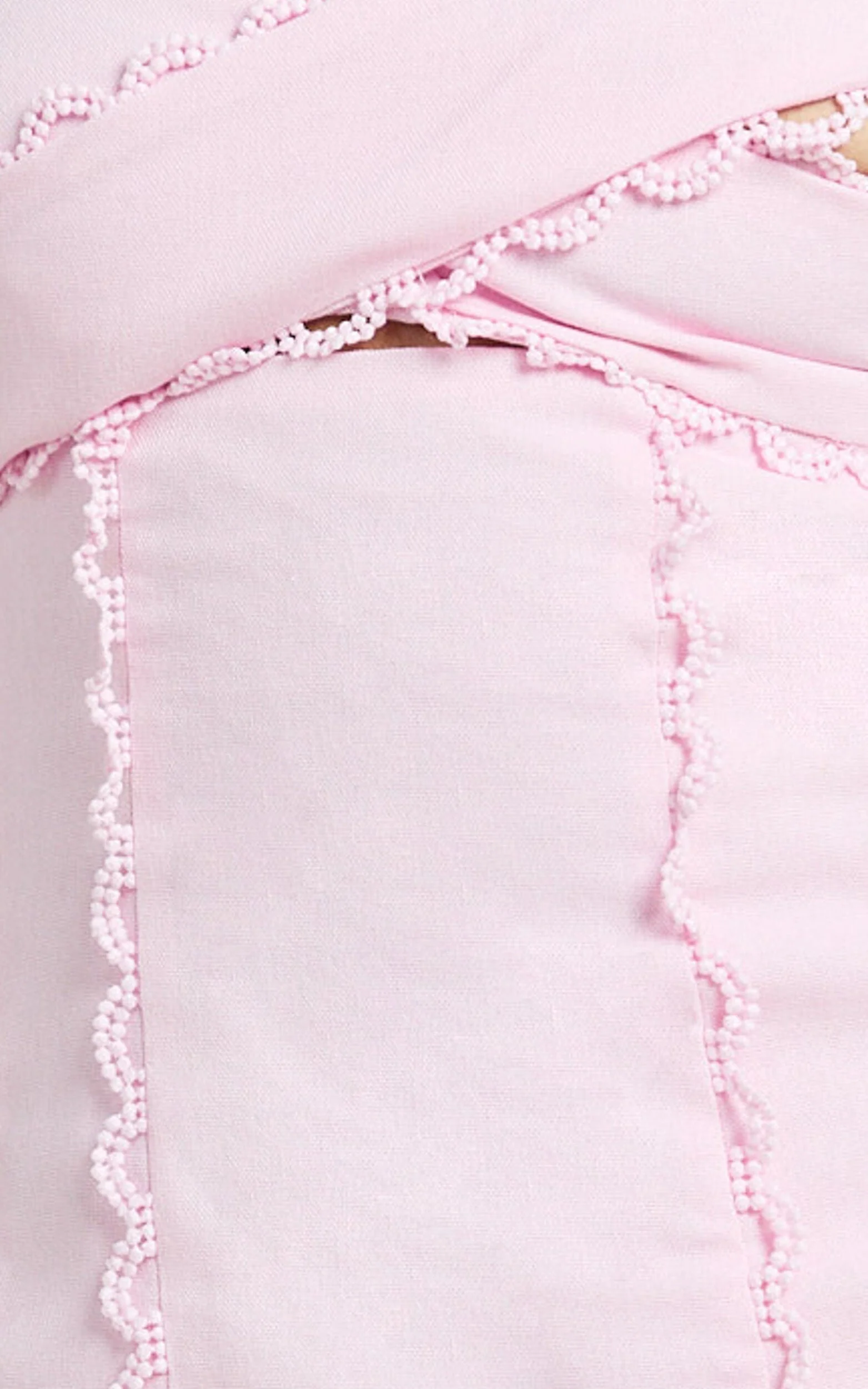 Gigi Mini Linen Blend Dress - Sweetheart Tie Back Scallop Detail Dress in Pink