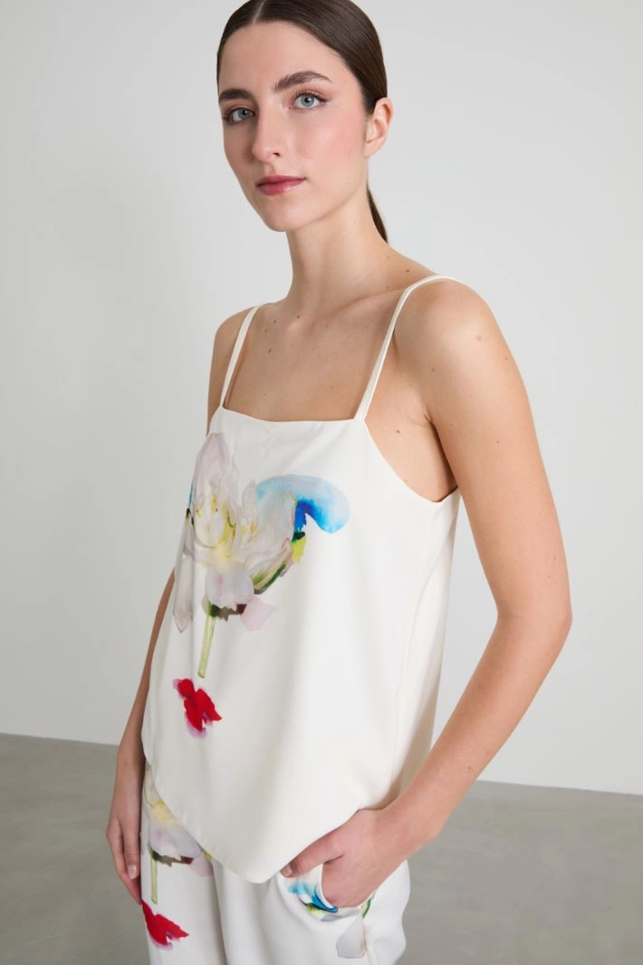 Lingerie-look top - CREAM