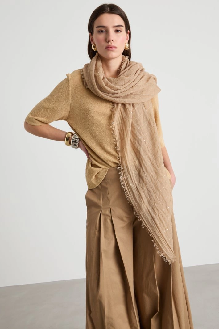 Micro-sequin stole - CAMEL