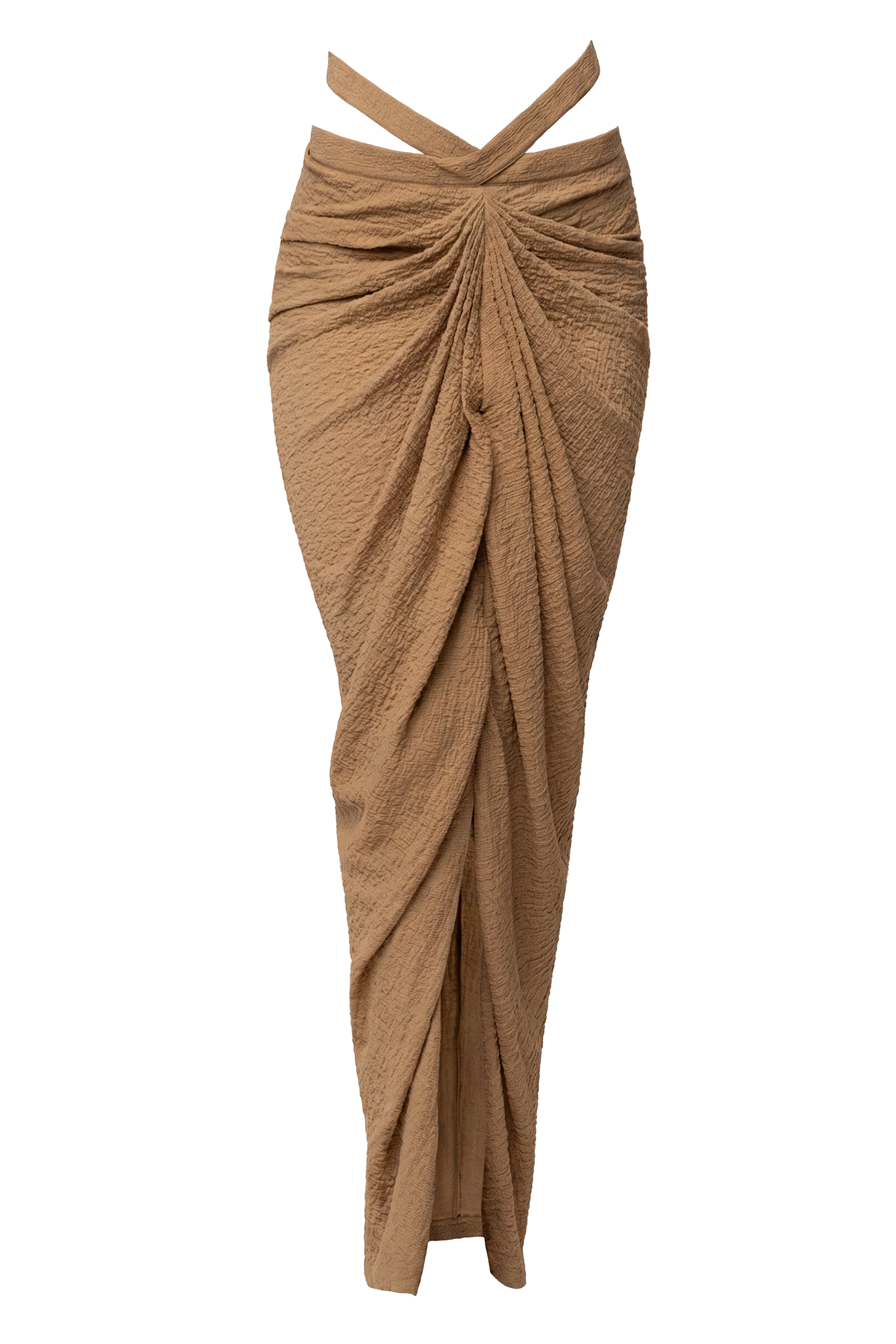 Beige Cabana Slit Maxi Skirt