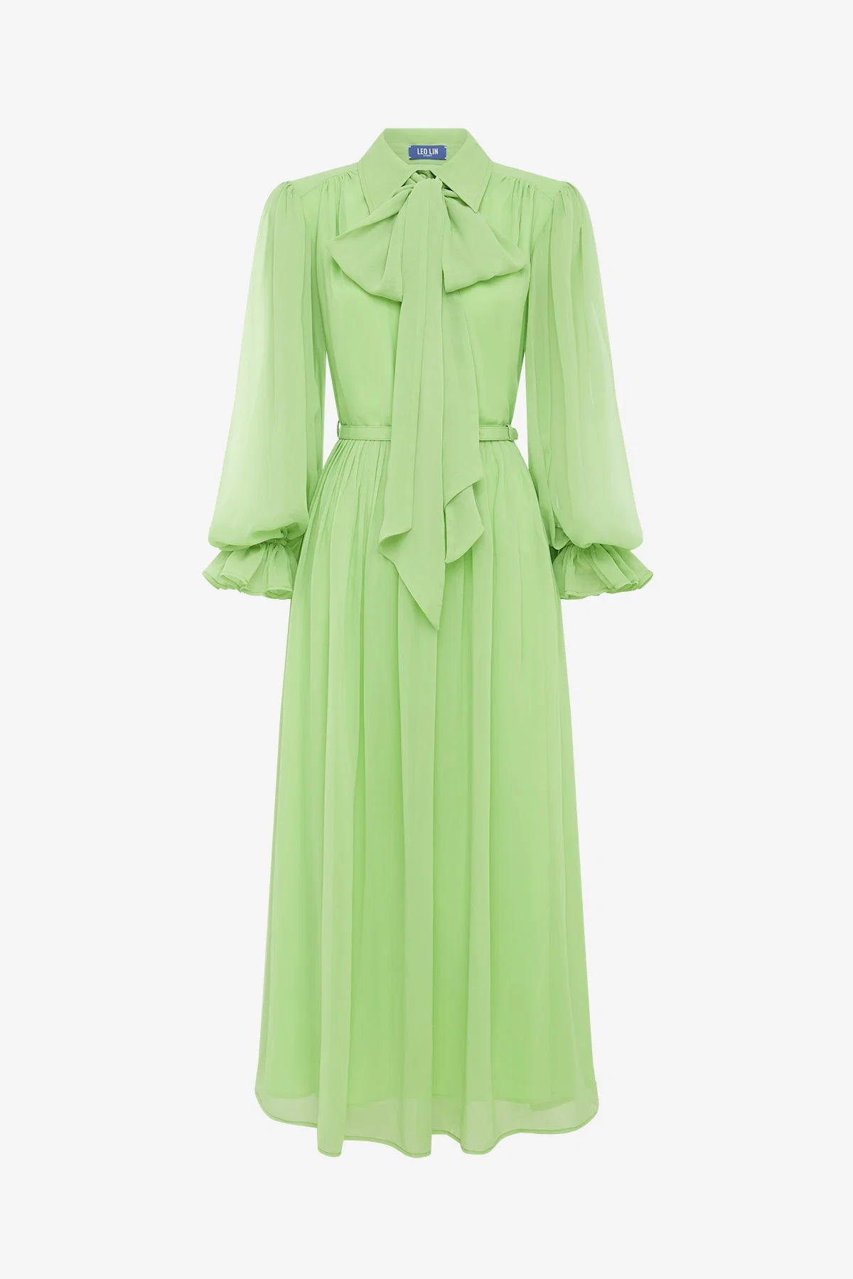 Cassie Tie Neck Midi Dress - Juniper Green