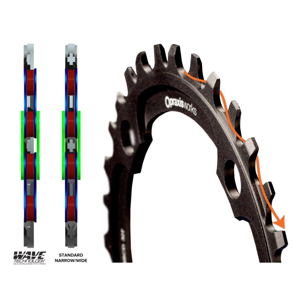 Praxis Works DM 3-Bolt Wave™ Tech MTB Chainring - DM-B - Boost - black