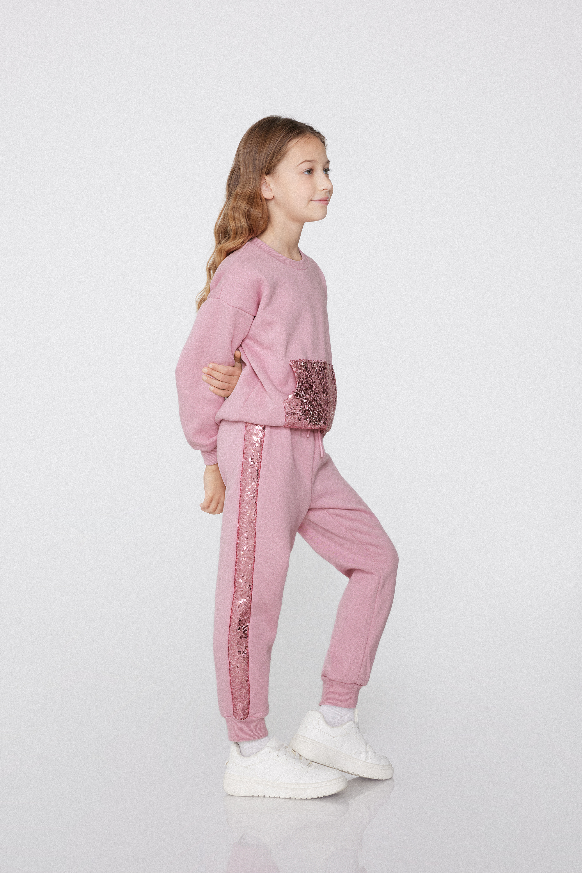Girls’ Fleece Trousers with Sequin Bands