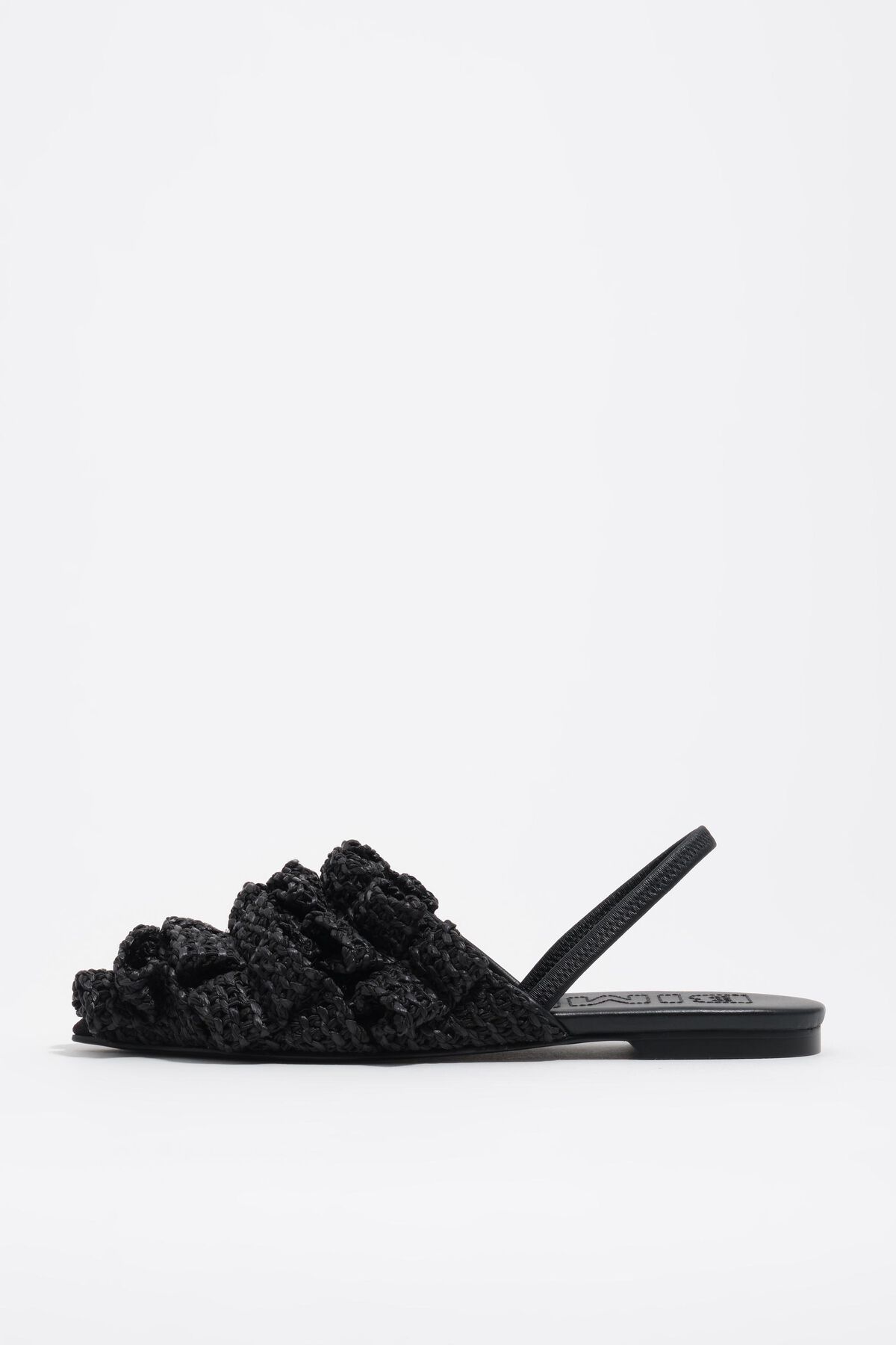 Black raffia pointed slingback ballerina