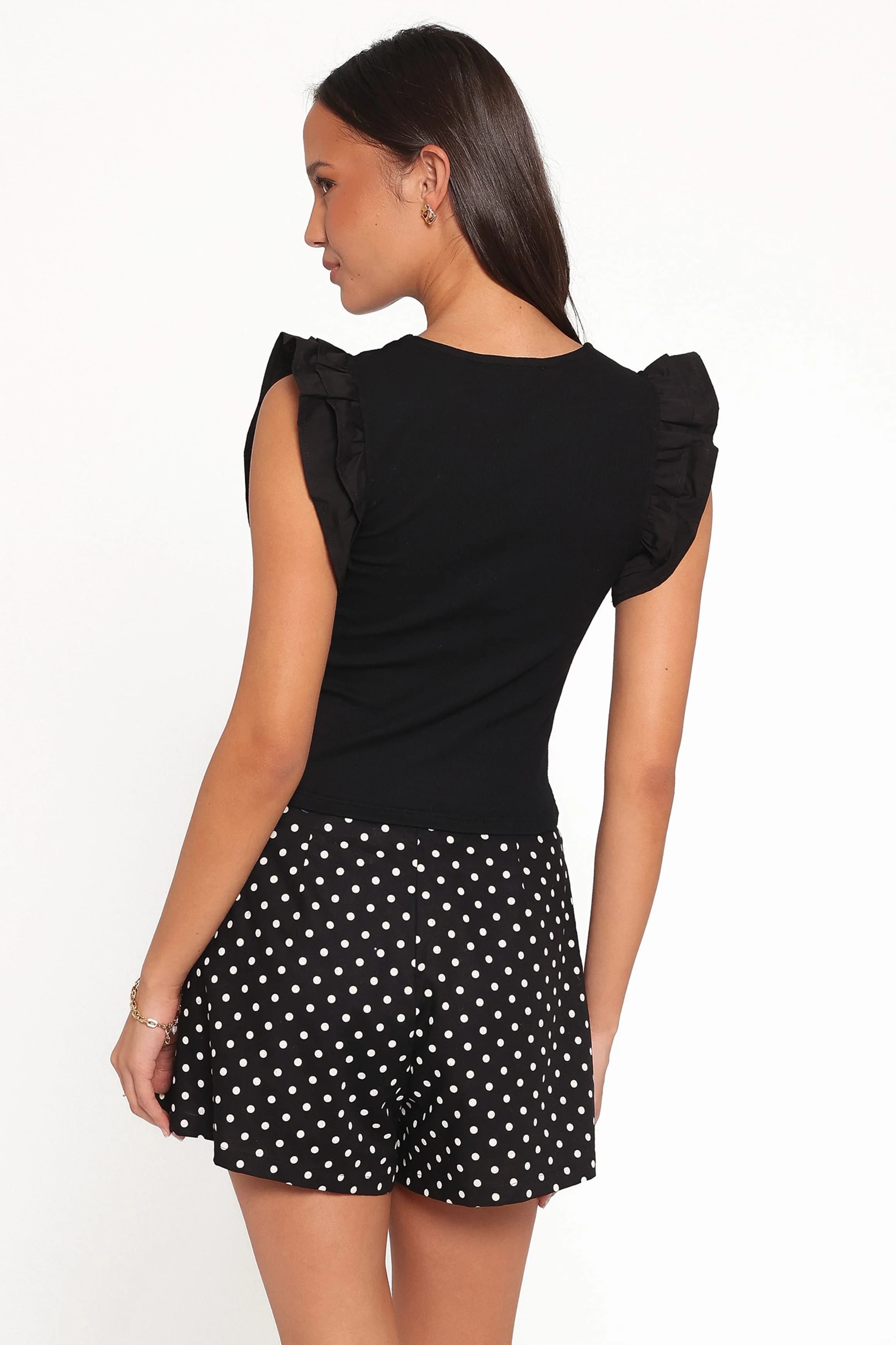Kathleen Ruffled Knit Top - Black