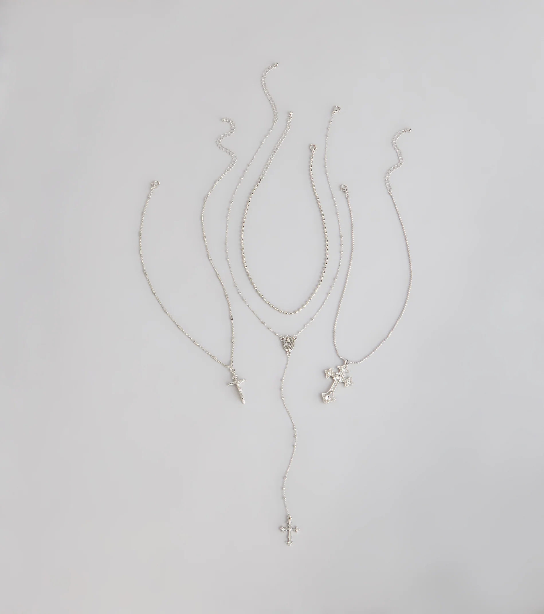Keep It Layered Cross Charm Necklace Set