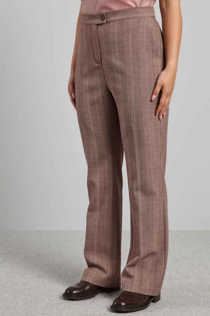 Yarn-dyed trousers - BROWN RED WHITE