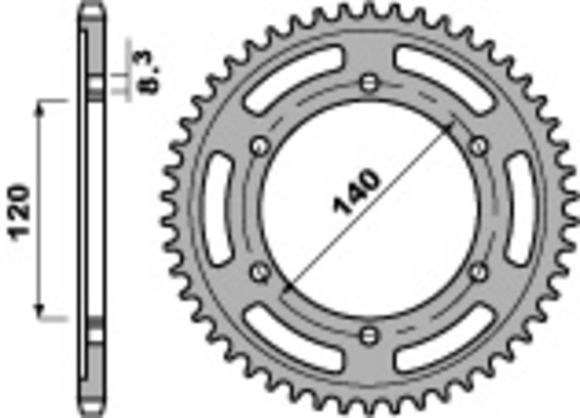 Couronne PBR acier standard - 520 38 dentsHONDA 250 XL 250 R (MD11) - 1984 - 1987Ref : PBR01519A / 1075253001