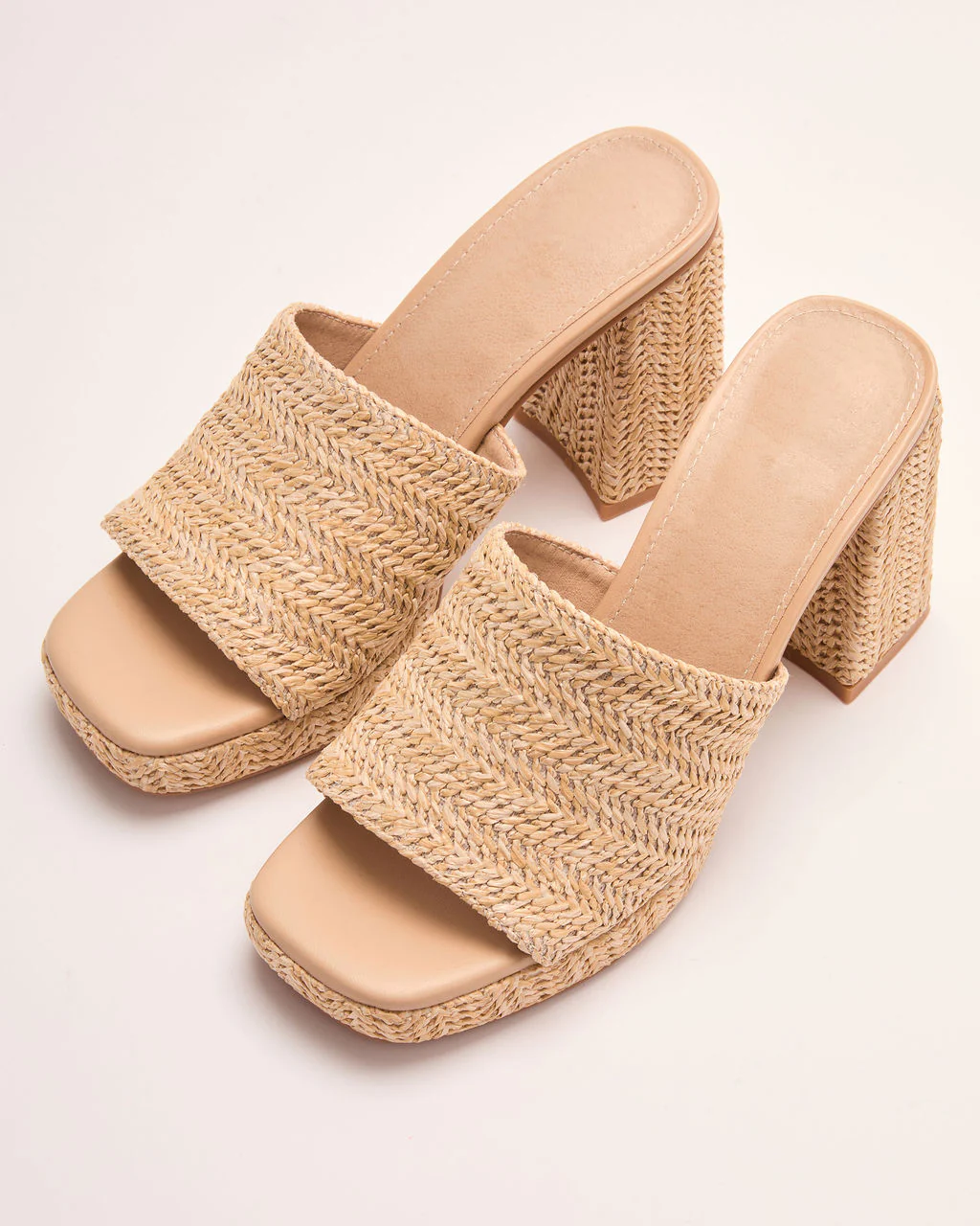 Radiant Dawn Raffia Platform Mules