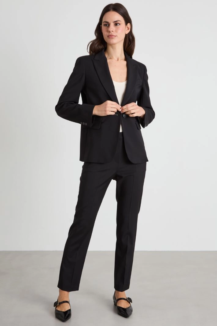 Wool cigarette trousers - BLACK